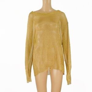 Rare Vintage 2000s 2010s Diesel Metallic Knit Sheer Oversized Distressed Top